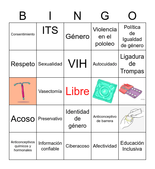 Bingo Sexualidad, Afectividad,Género Bingo Card