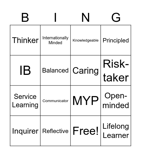 IB BINGO Card