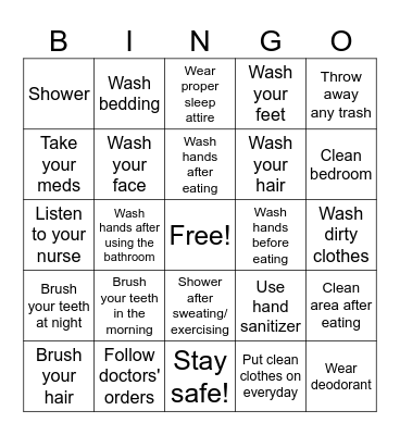 ADL Bingo Card