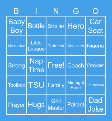 Daddy Bingo Card