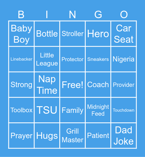 Daddy Bingo Card
