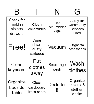 Monday 13th - Sunday 19th Bingo Card