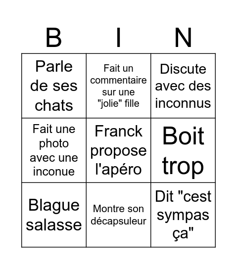 Franck le boss Bingo Card