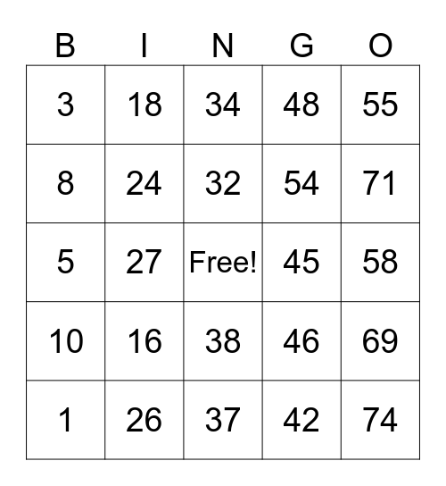 Untitled Bingo Card