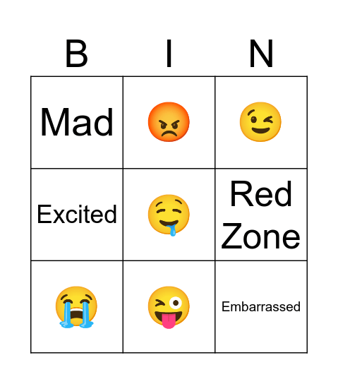 FEELINGS Bingo Card