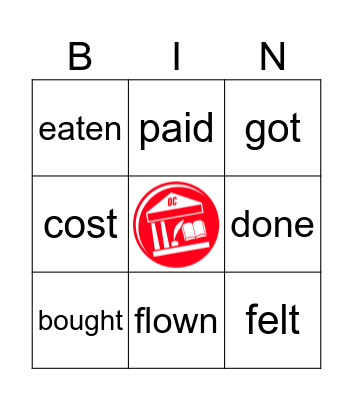 Past Participle Bingo Card