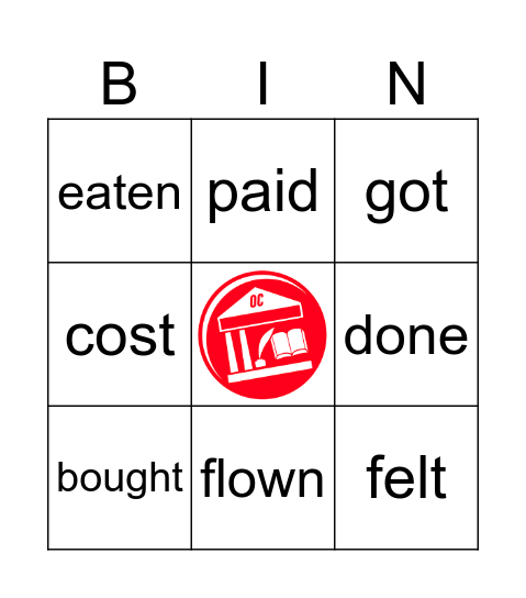 Past Participle Bingo Card