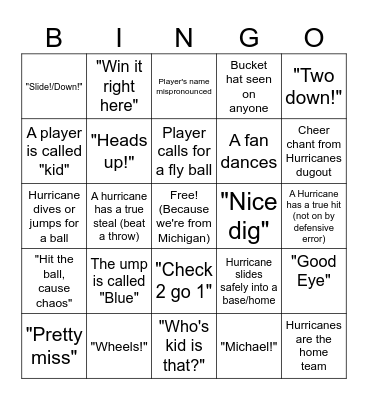 Say What? Bingo Card