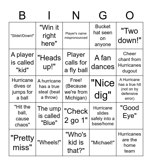 Say What? Bingo Card