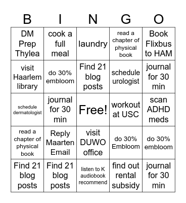 home Bingo Card