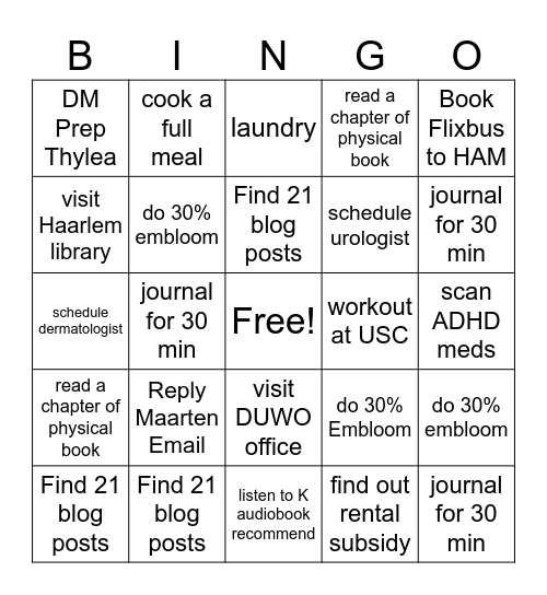 home Bingo Card