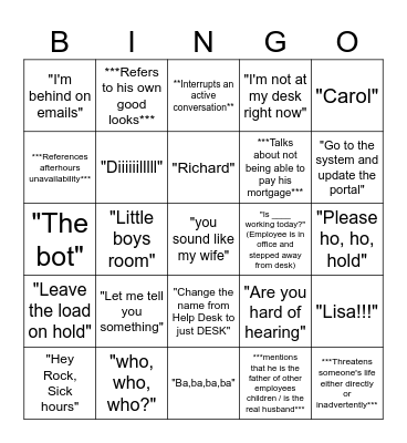 Sal Bingo!!! Bingo Card