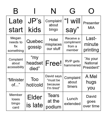STAFF BINGO Card