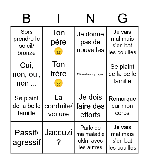Mom Bingo Card