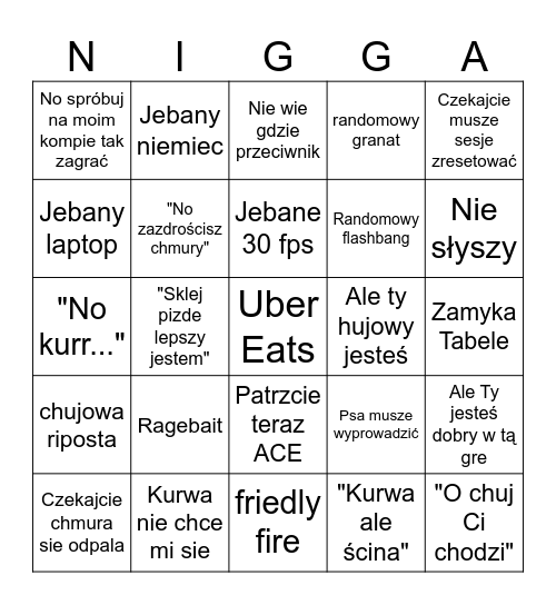 Mientus bingo Card