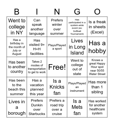HRSS BINGO Card