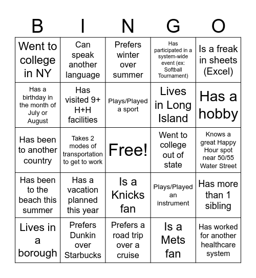 HRSS BINGO Card