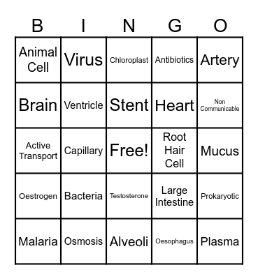 Biology Bingo Card