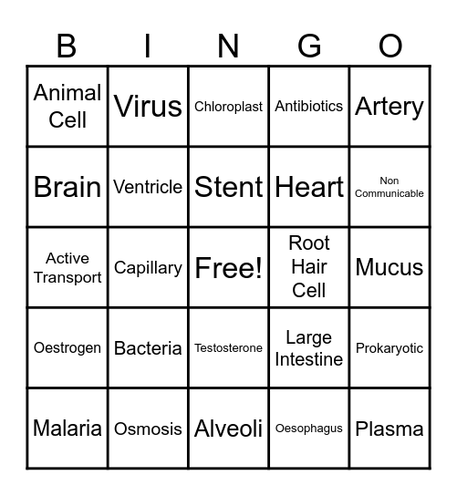 Biology Bingo Card