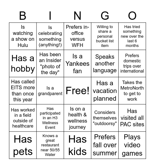 HRSS Bingo Card