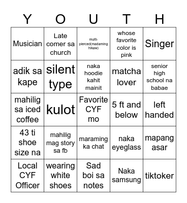 CYF GETTING TO KNOW Bingo Card