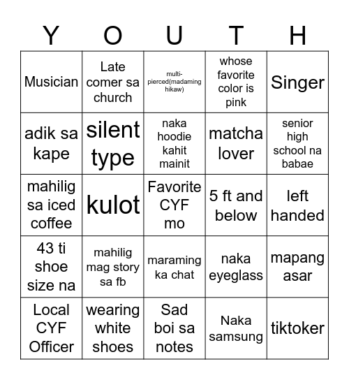 CYF GETTING TO KNOW Bingo Card