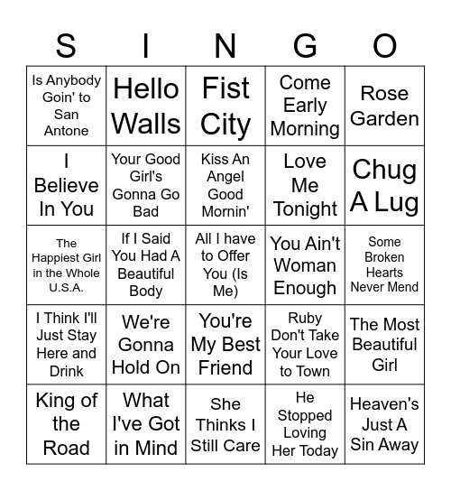 SINGO BINGO! Bingo Card