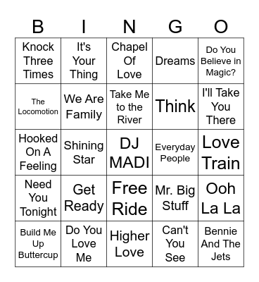 Oldies but Goodies Bingo Card