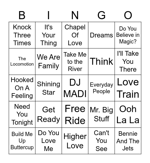 Oldies but Goodies Bingo Card