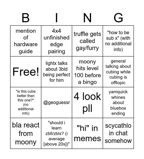 Cubehead server Bingo Card