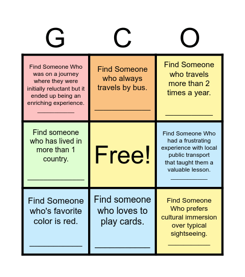 Find Someone Who... Bingo Card