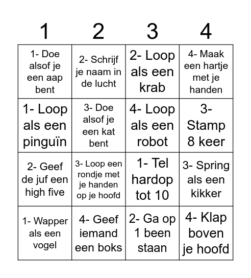 Afscheid bingo Juf Lucille Bingo Card