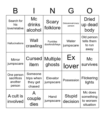 Horror Movies Bingo Card