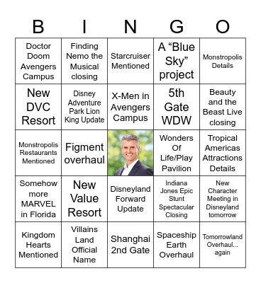 D23 2026 Horizons: Disney Experiences Showcase Bingo Card
