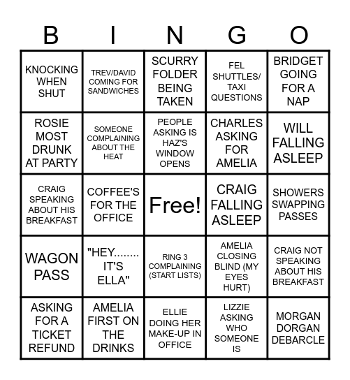 HICKSTEAD OFFICE BINGO Card