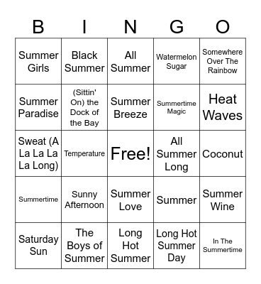 Summer Jams (set 2) Bingo Card