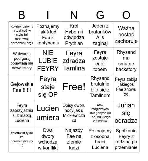 ACOTAR 2 Bingo Card