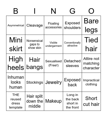 Genshin Female Design Bingo Card