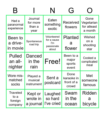 Thinking Tuesday's Bingo Card