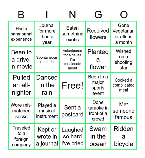 Thinking Tuesday's Bingo Card
