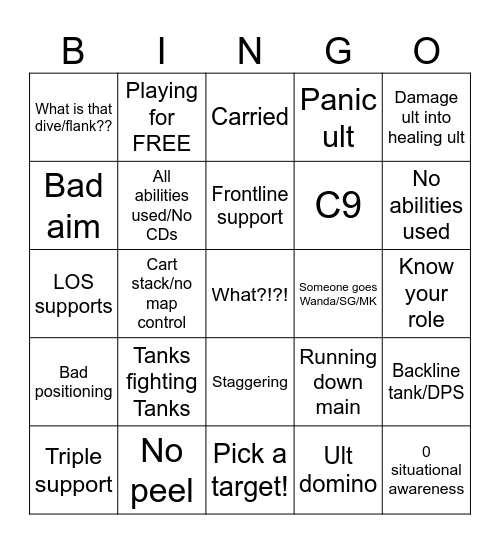 VOD Review Bingo Card