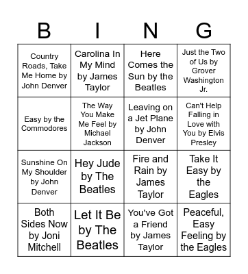 Music Bingo Card