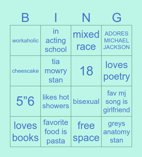 zy’s bingo Card
