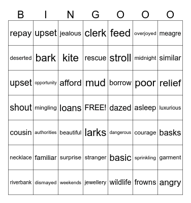 READING Bingo Card