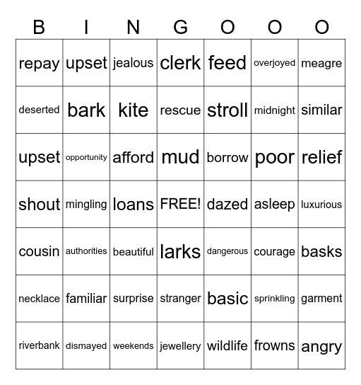 READING Bingo Card