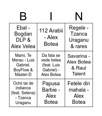 manele mentolate Bingo Card