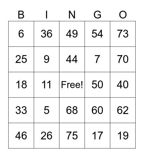 Untitled Bingo Card
