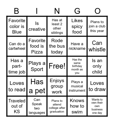 "In the KNOW" Back to School Bingo Card