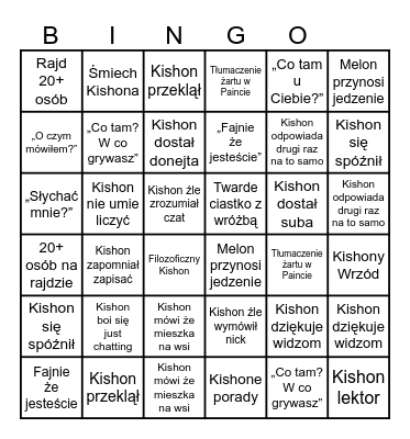 KISHONE BINGO Card