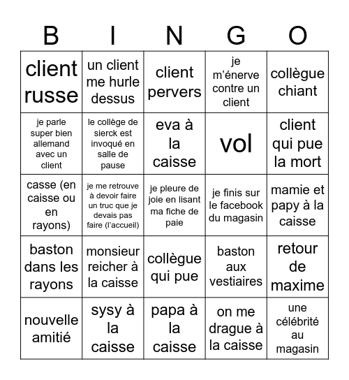 Bingo Delhaize Bingo Card
